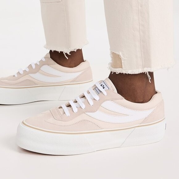 NEW Superga 3041 Revolley Color-Block Sneakers Beige Lt-F White For Women 252 - Picture 1 of 9